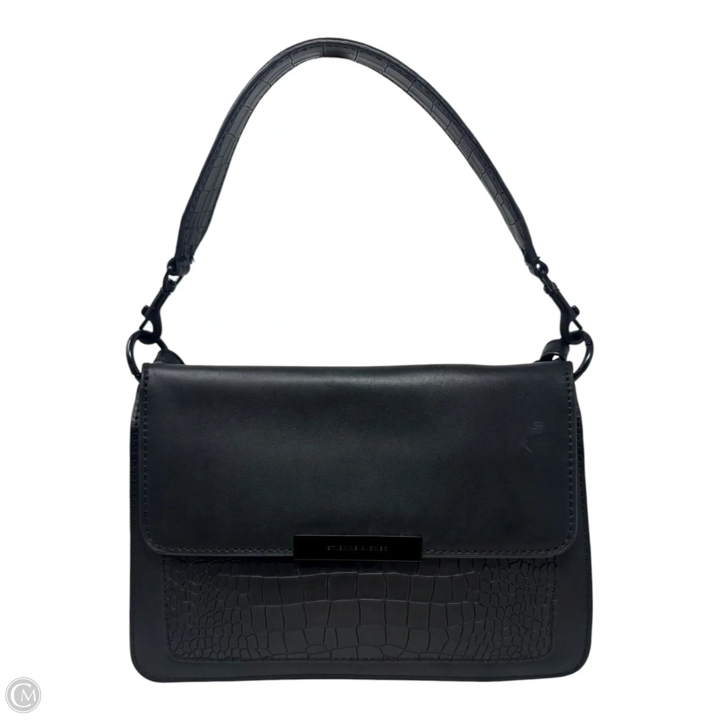 Croc Flap Handbag Leather By Etienne Aigner, Size: Medium