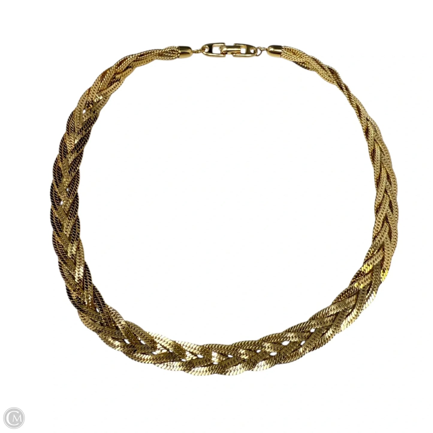 Vintage 23K Gold Plated Brass Braided Chain Collar Necklace By Napier