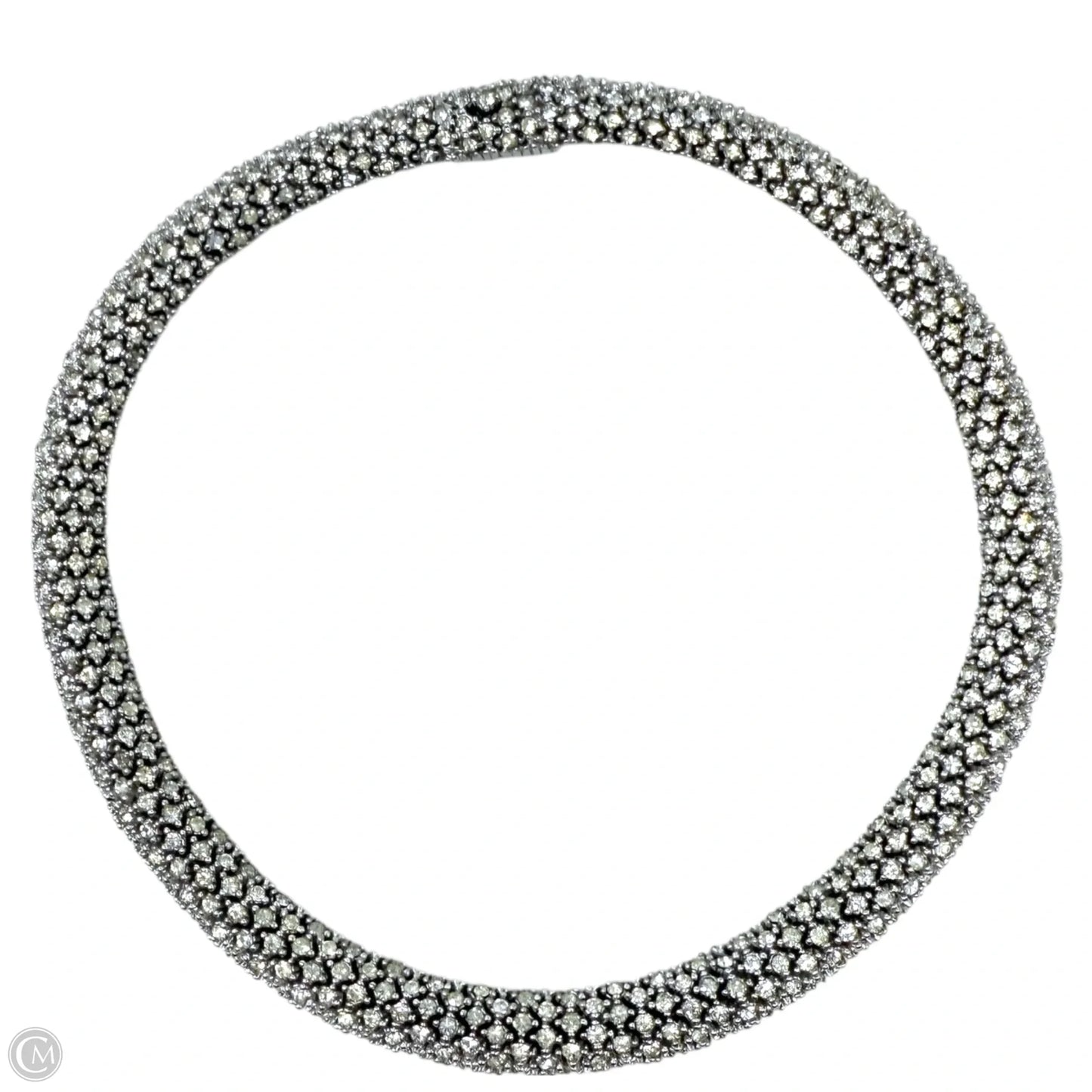 Collector’s Vintage Silver Tone  Swarovski Crystal Diamante Choker Necklace Circa 1980’s By Ciner