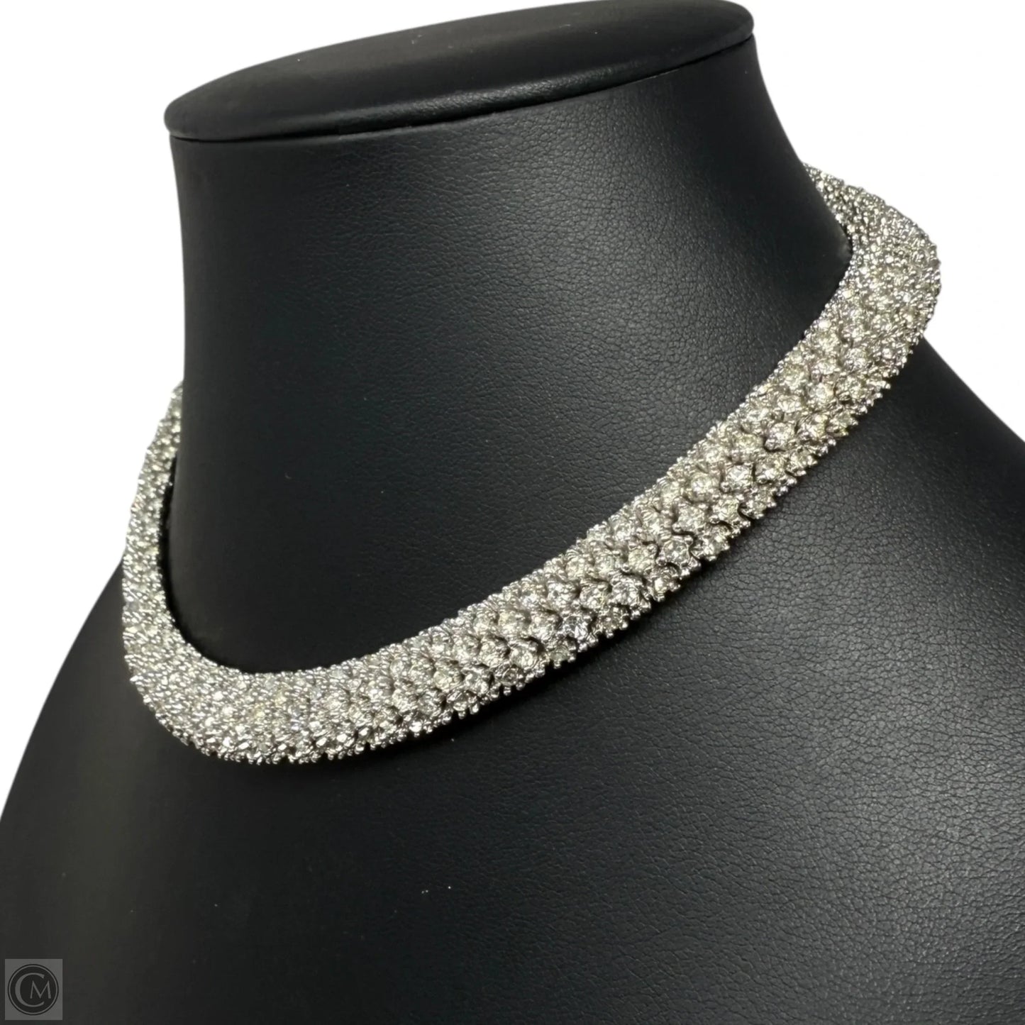 Collector’s Vintage Silver Tone  Swarovski Crystal Diamante Choker Necklace Circa 1980’s By Ciner