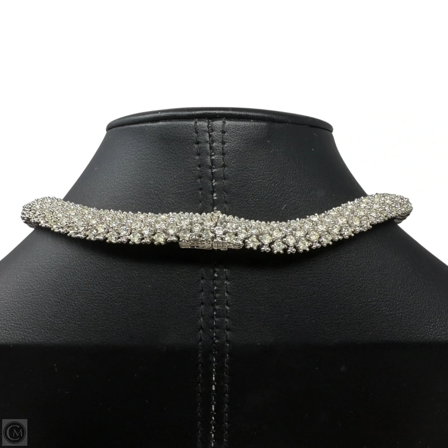 Collector’s Vintage Silver Tone  Swarovski Crystal Diamante Choker Necklace Circa 1980’s By Ciner