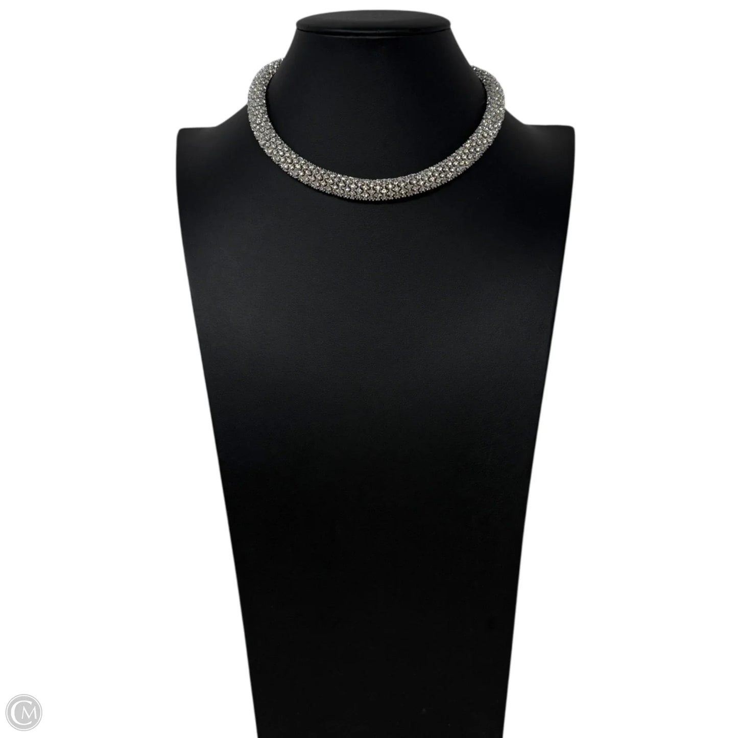 Collector’s Vintage Silver Tone  Swarovski Crystal Diamante Choker Necklace Circa 1980’s By Ciner