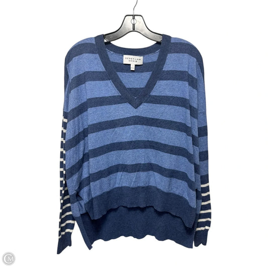 Striped V Neck Pullover Sweater Designer By Derek Lam In Striped Pattern, Size: S