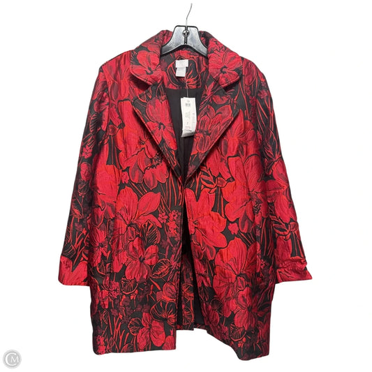 Jacquard Coat By Chicos In Black & Red, Size: 12