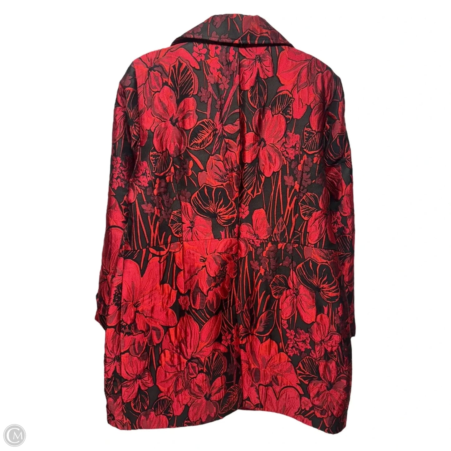 Jacquard Coat By Chicos In Black & Red, Size: 12