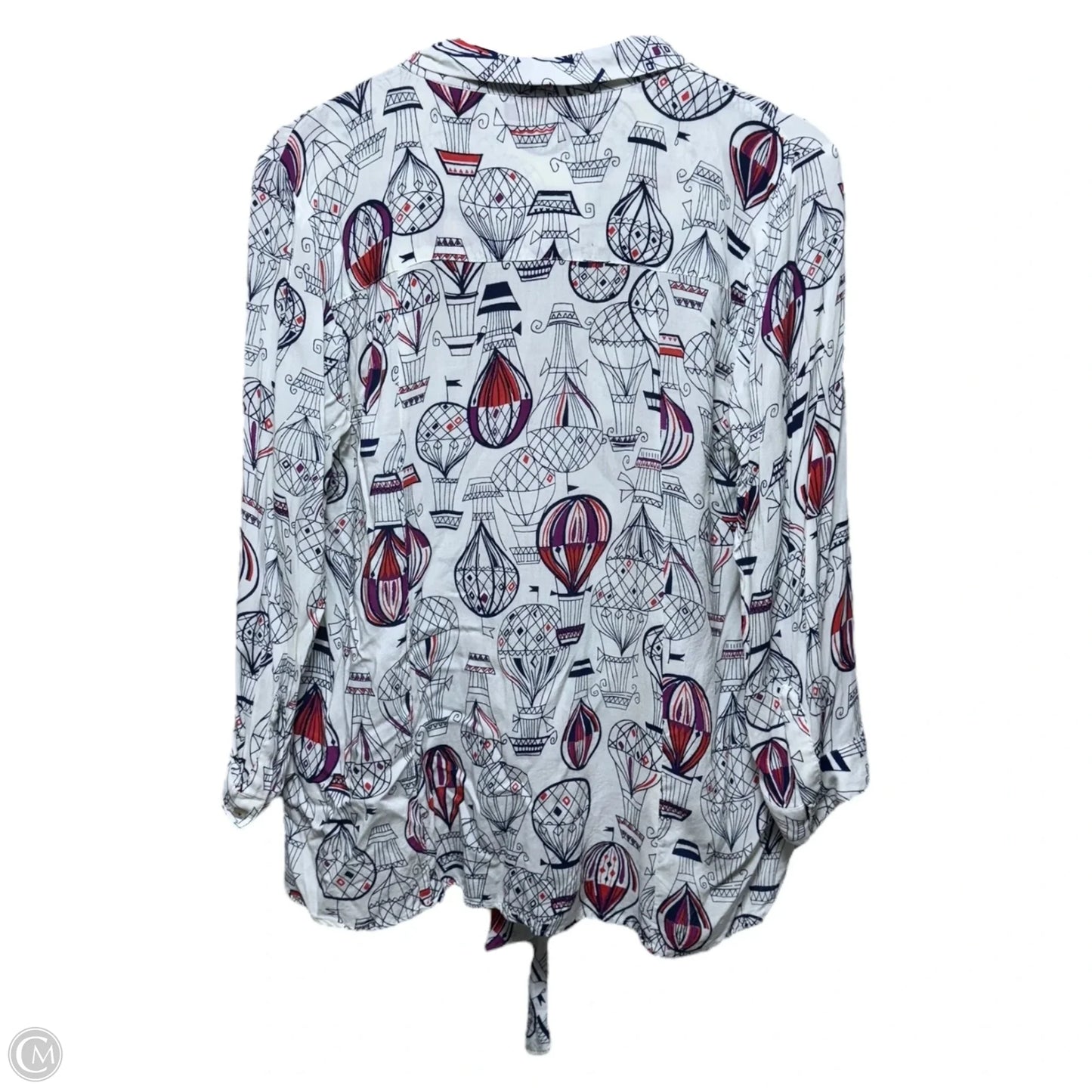 18 of 52 Conversations Top Long Sleeve By Anthropologie In Blue Red & White, Size: 10