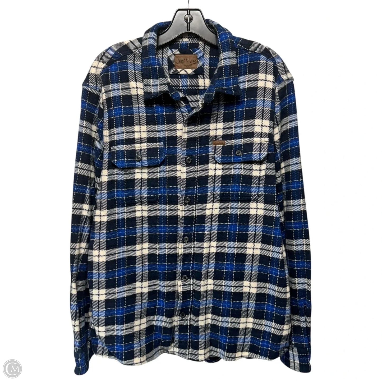 Top Long Sleeve By Orvis In Plaid Pattern, Size: L