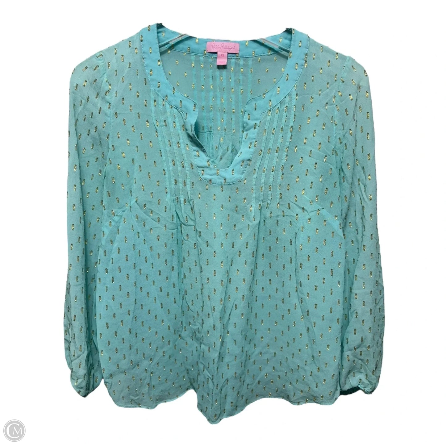 Top Long Sleeve Designer By Lilly Pulitzer In Aqua, Size: Xs