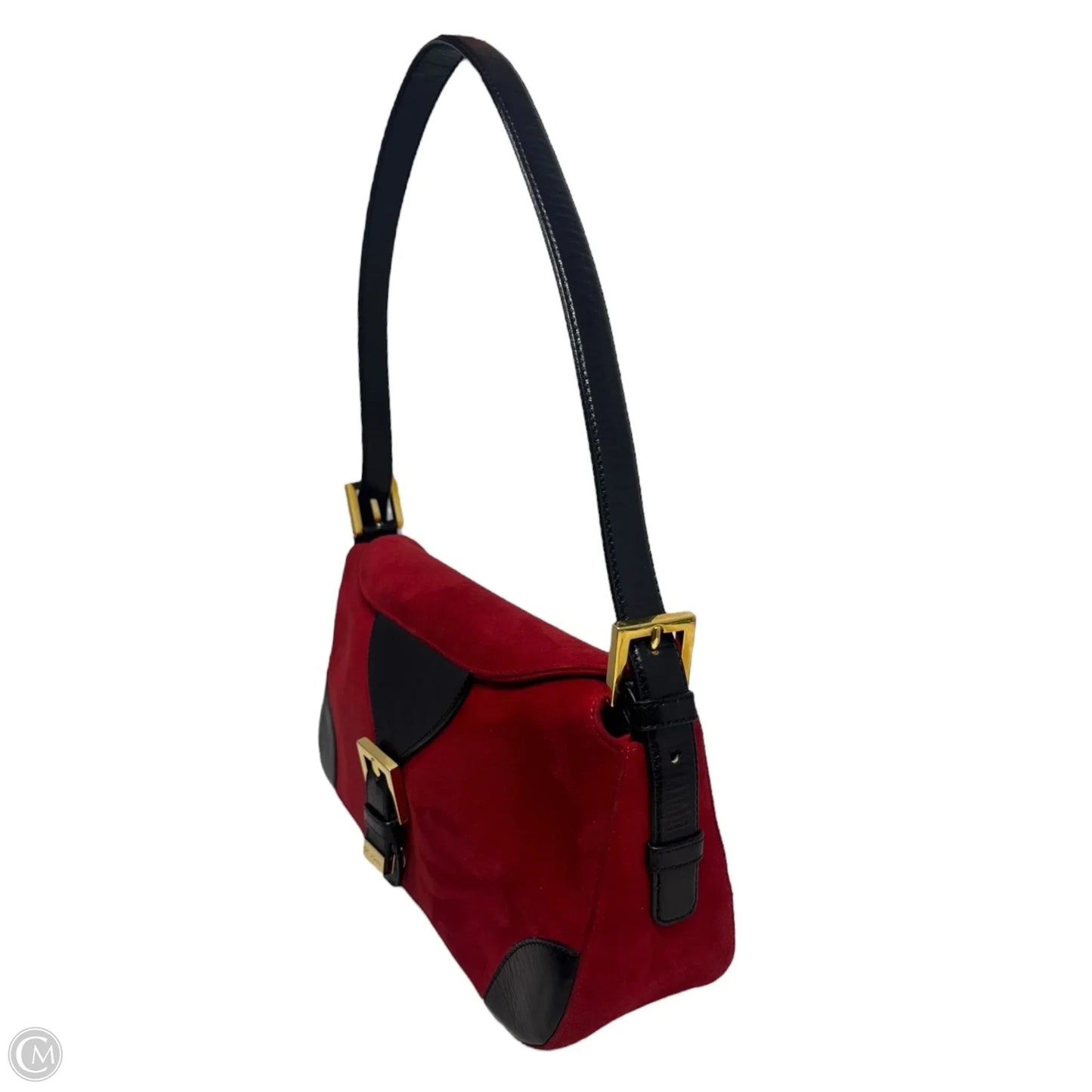 Vintage Suede Shoulder Handbag Luxury Designer By St John Collection, Size: Medium