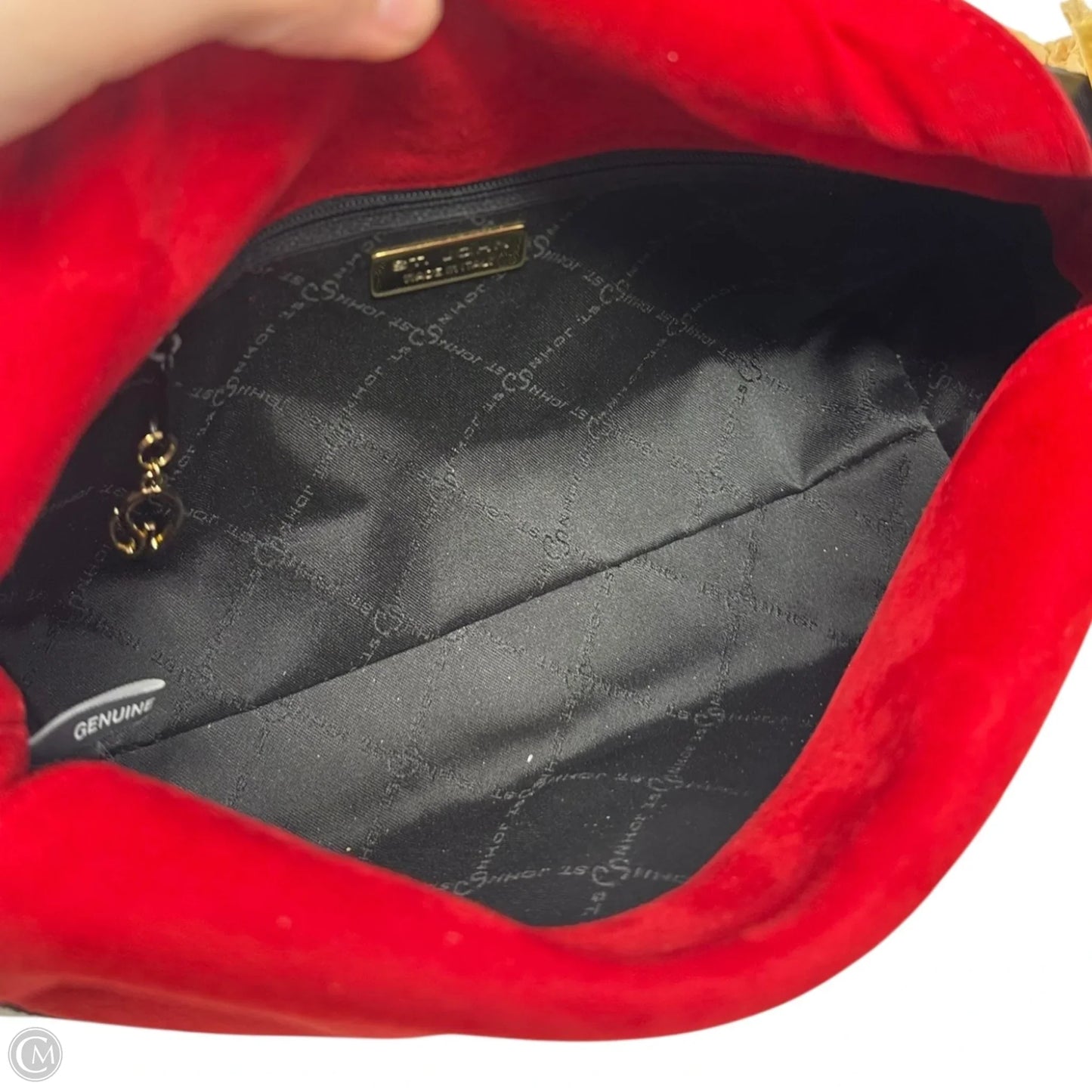 Vintage Suede Shoulder Handbag Luxury Designer By St John Collection, Size: Medium