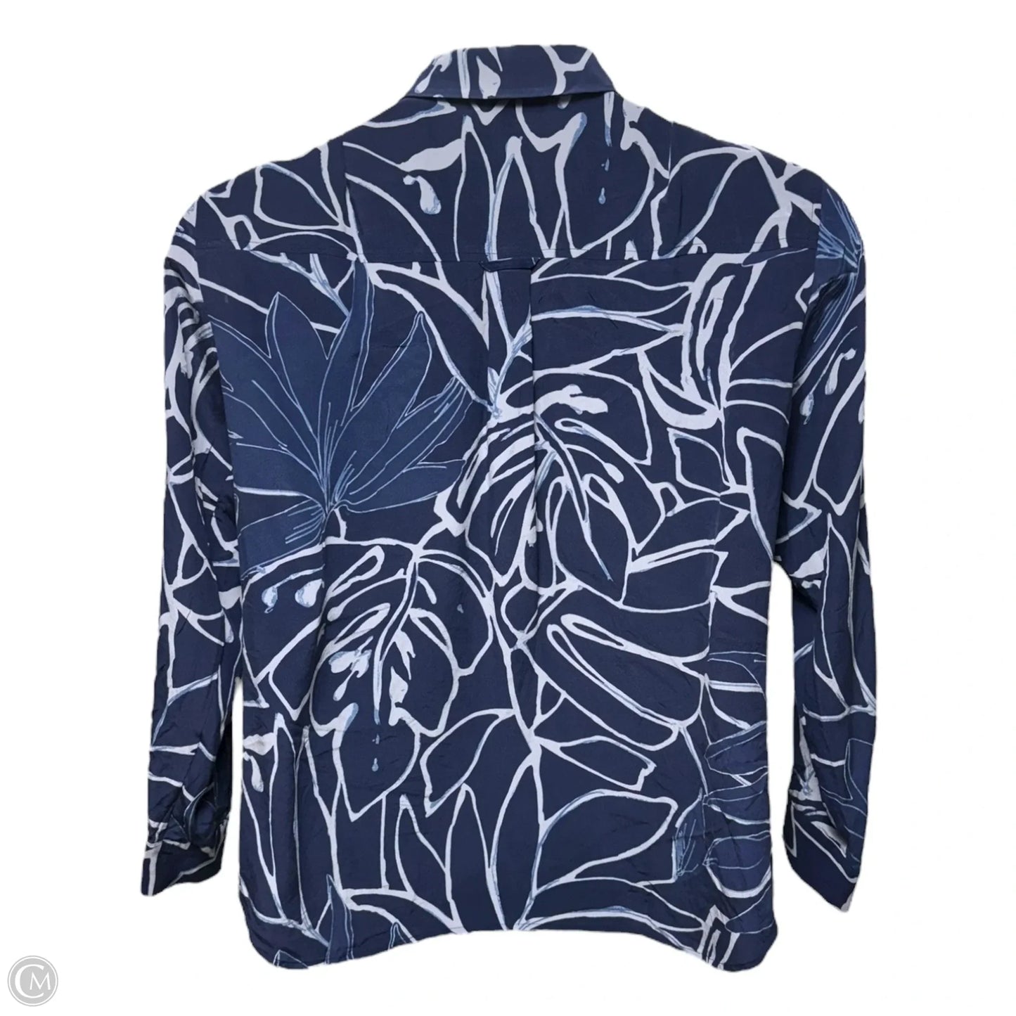 Silk Blouse Designer By Lafayette 148 In Navy, Size: M