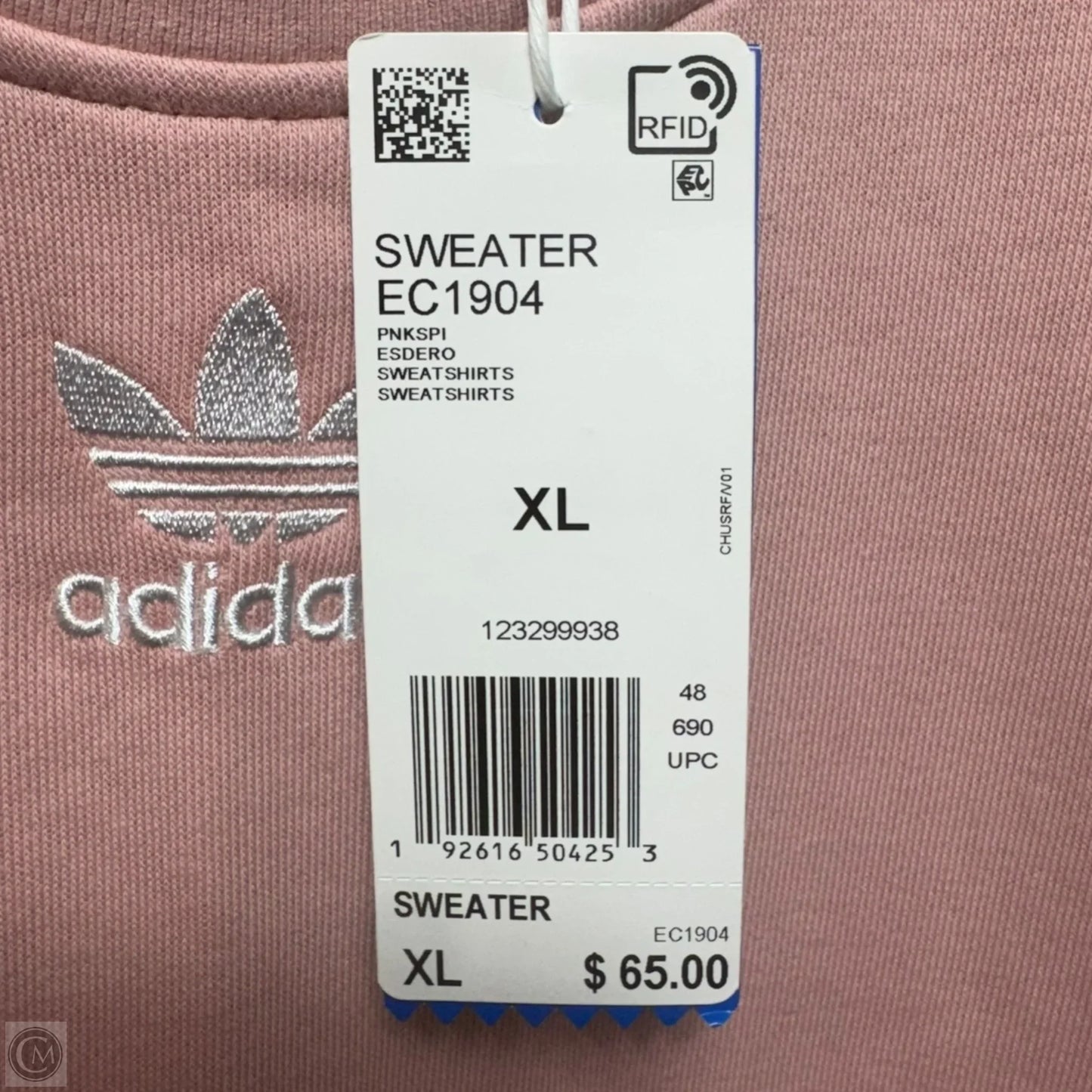 Athletic Sweatshirt Crewneck By Adidas In Pink, Size: Xl