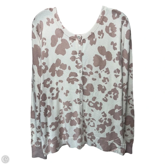 Jude Contrast Cuff Button Front Cardigan By Daniel Rainn In Pink & White, Size: Xl