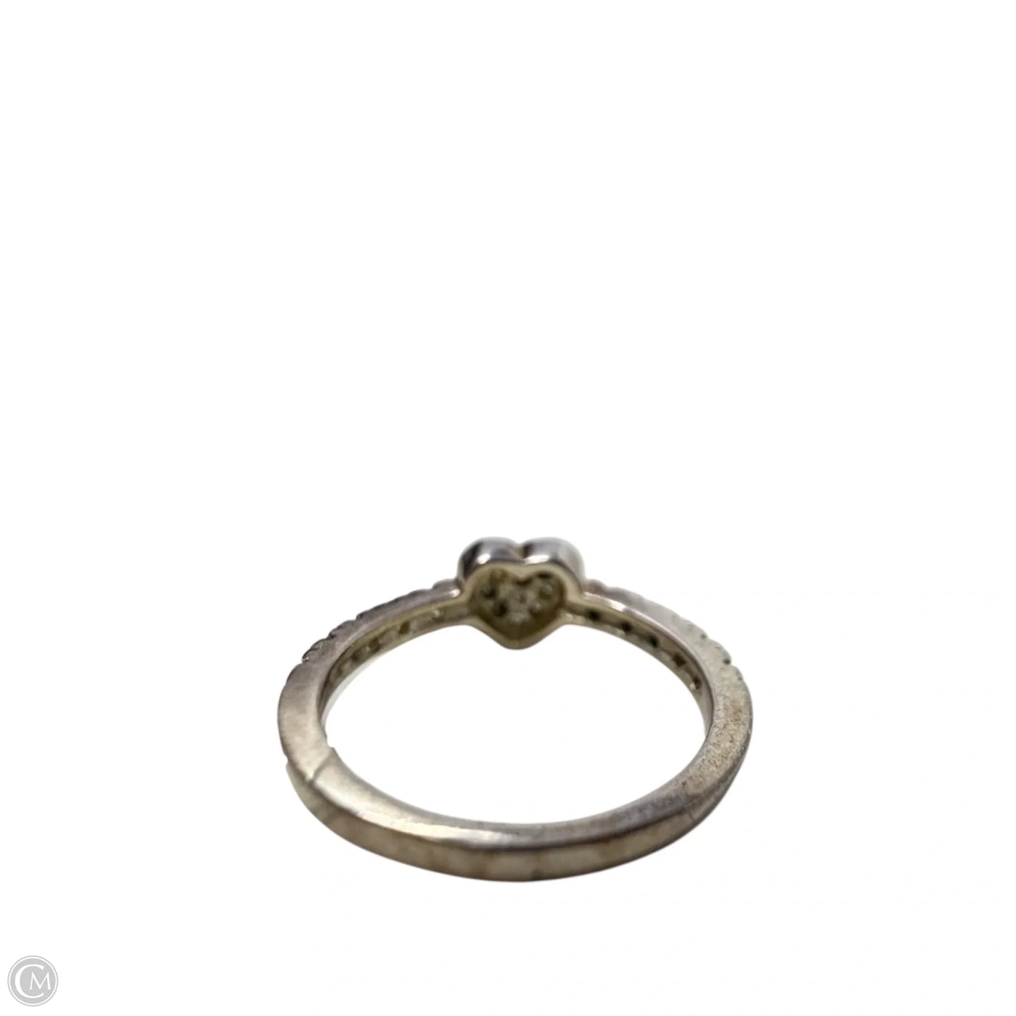 Sterling Silver Heart Ring With Clear Stones, Size: 6.5