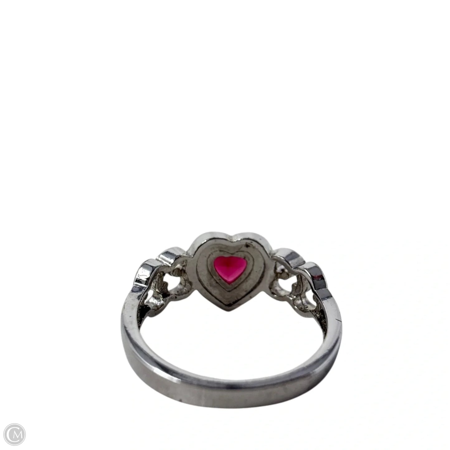 Sterling Silver Red Gemstone Heart Ring, Size: 7