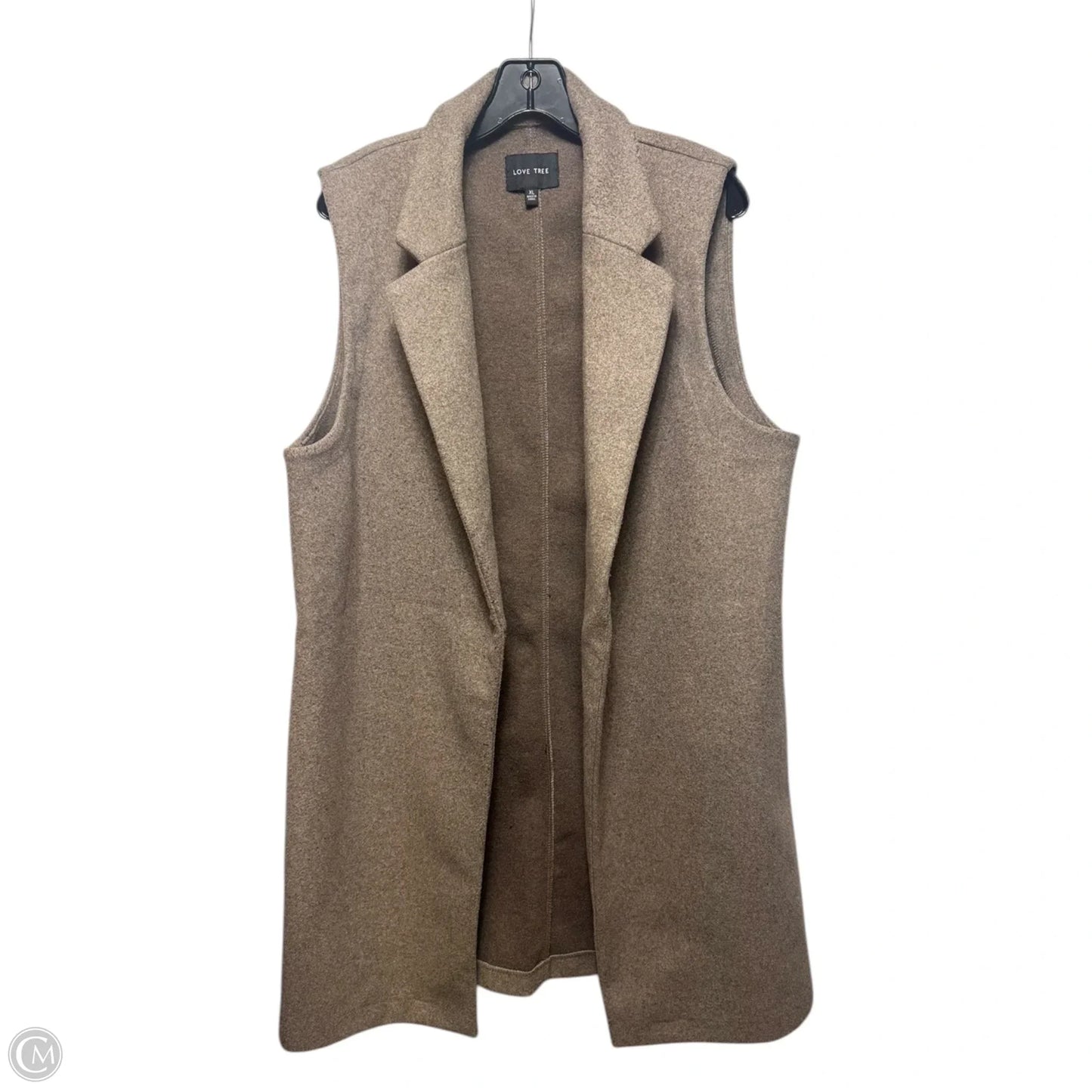 Long Collared Vest By Love Tree In Brown, Size: Xl