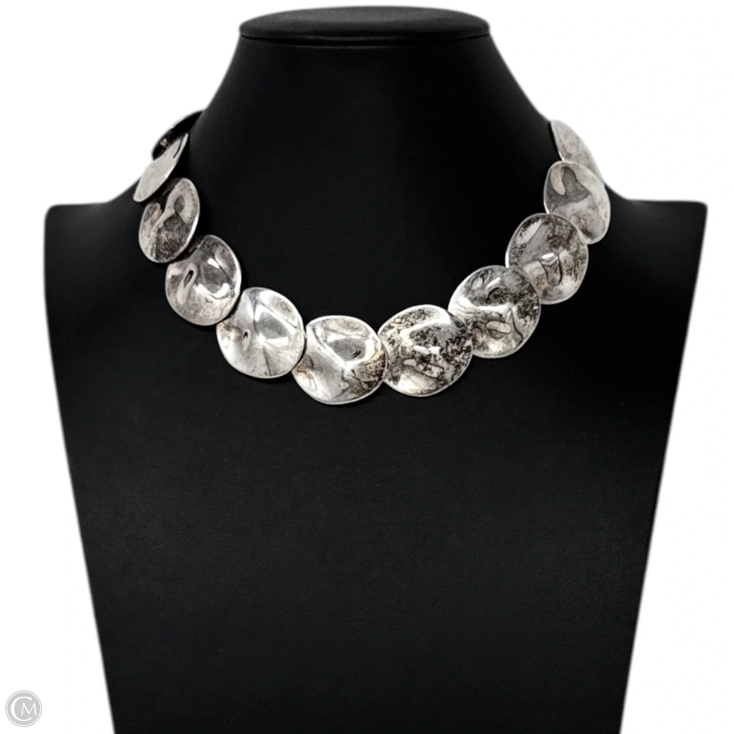 Modernist Silver Plated Disc Necklace