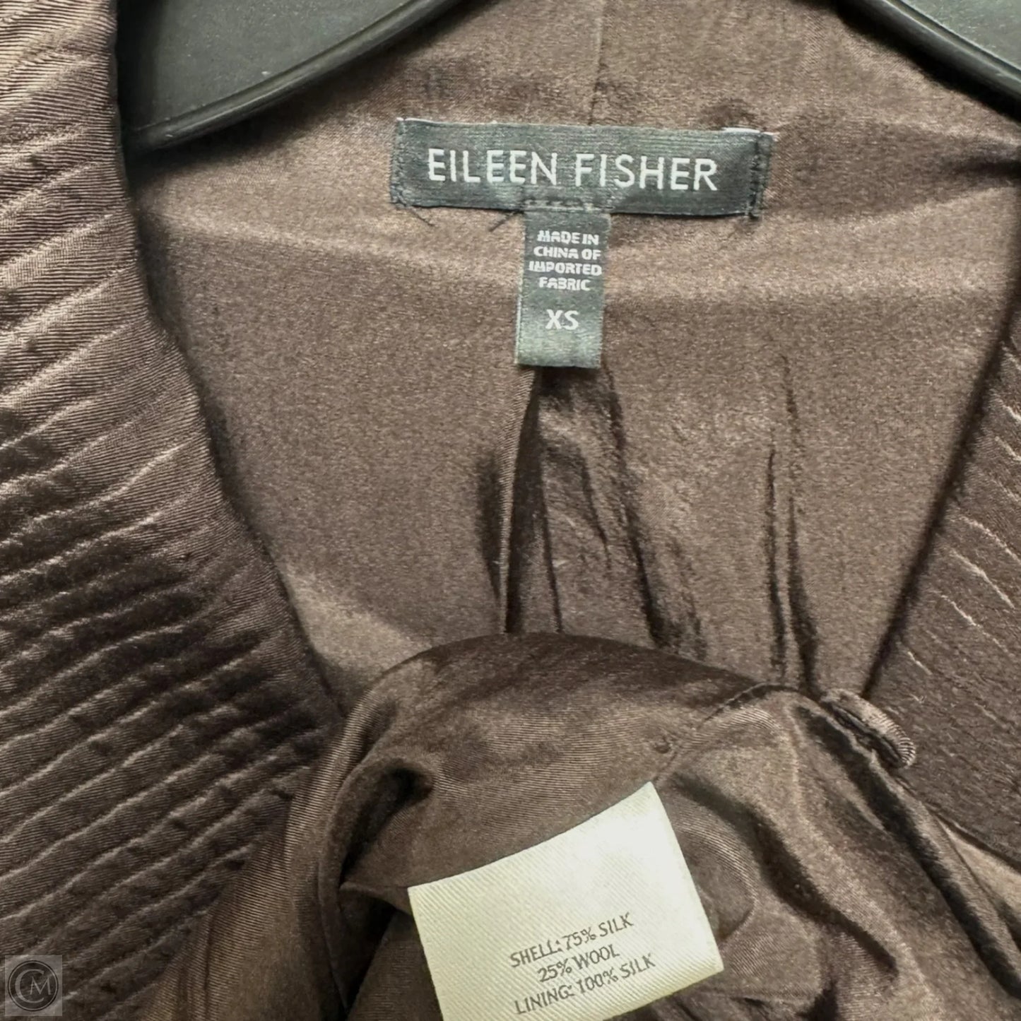 Silk Blazer By Eileen Fisher In Brown, Size: Xs