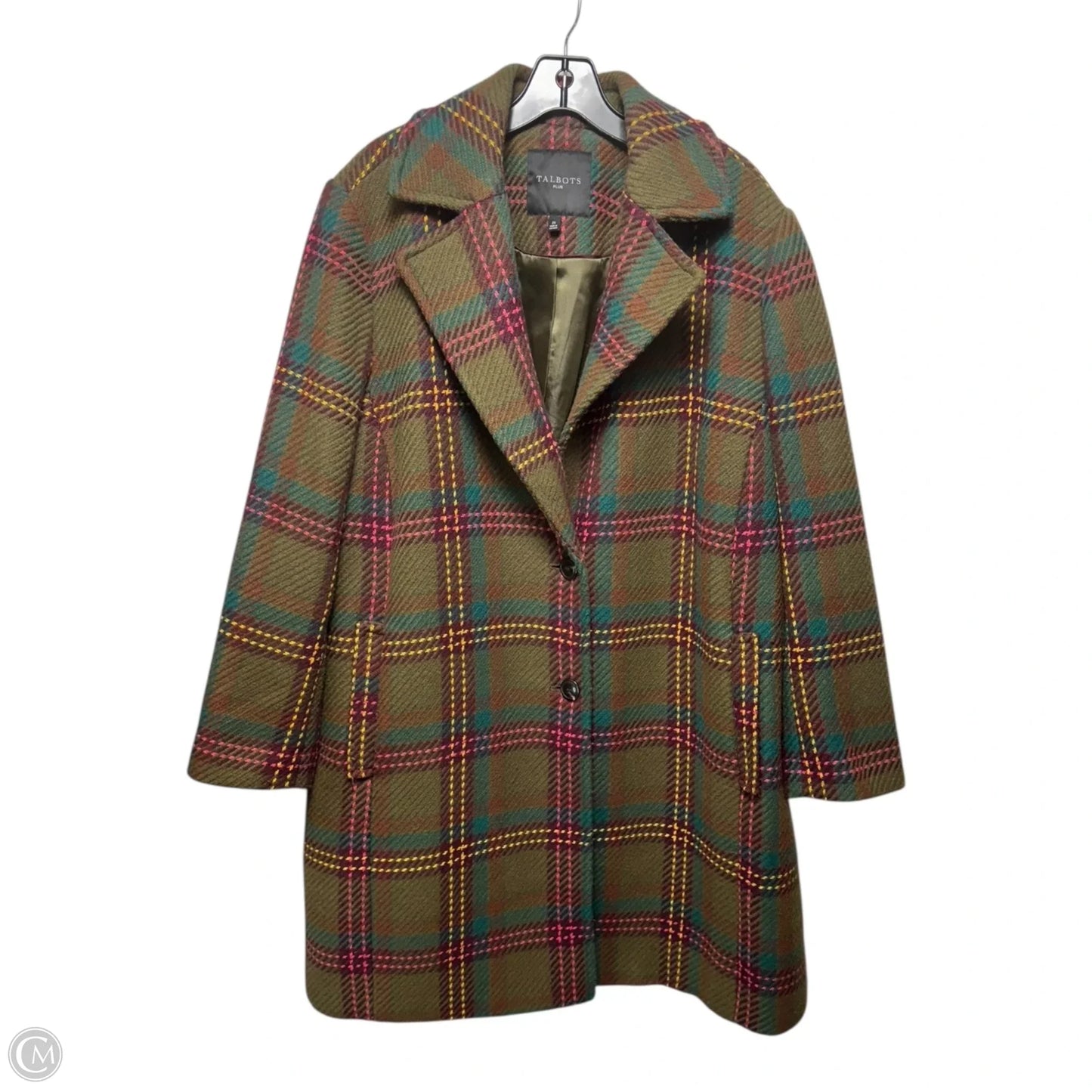 Coat Wool By Talbots In Plaid Pattern, Size: 2x