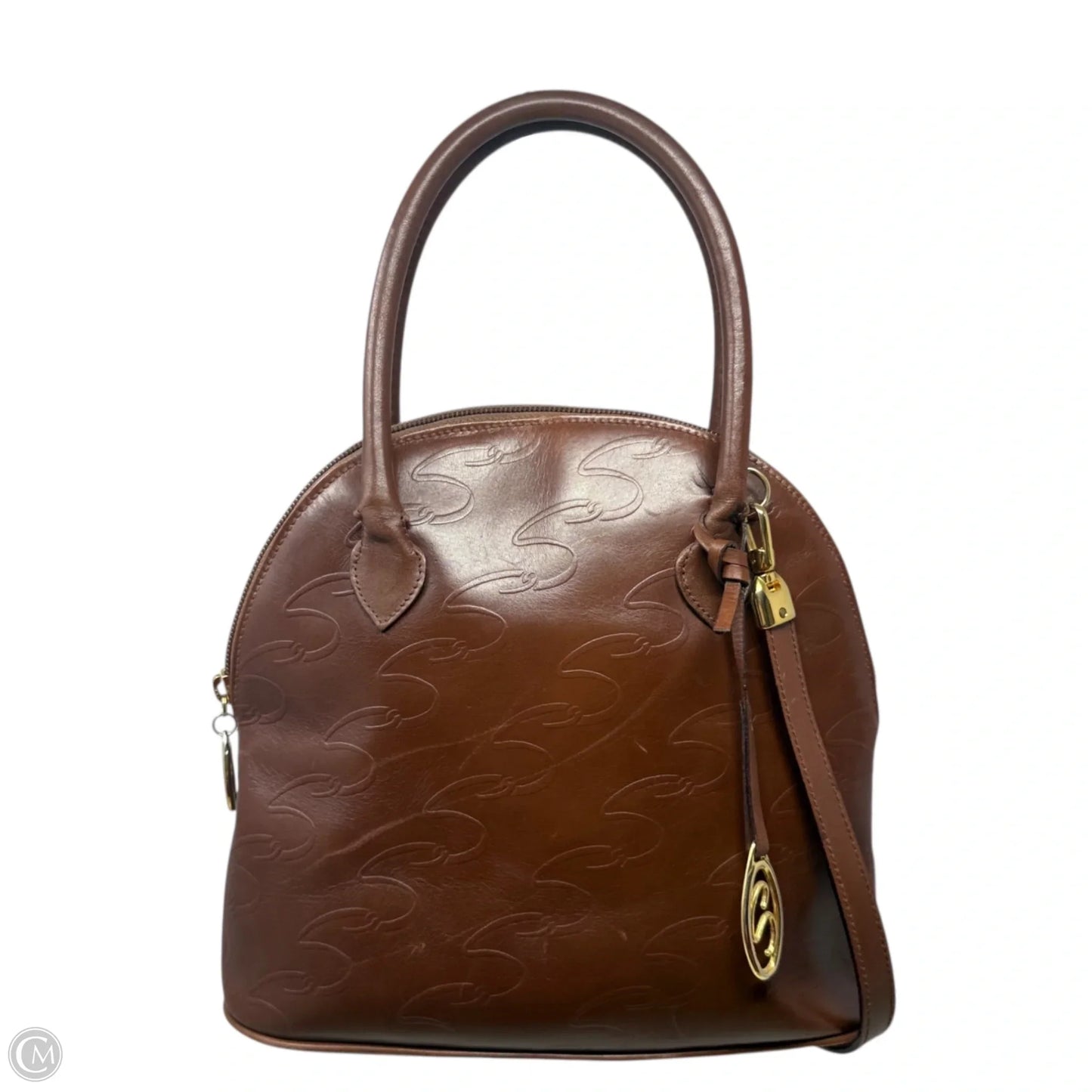 Vintage Italian Leather Domed Satchel Crossbody By Scassi, Size: Medium