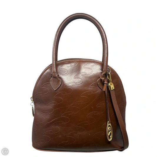 Vintage Italian Leather Domed Satchel Crossbody By Scassi, Size: Medium