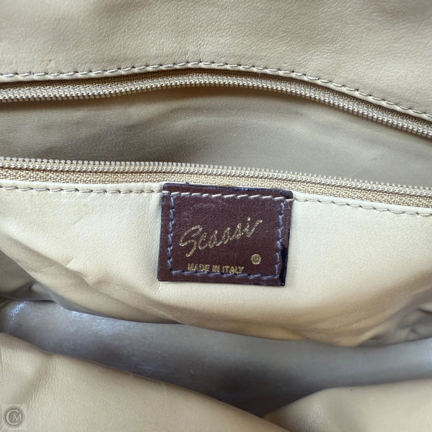 Vintage Italian Leather Domed Satchel Crossbody By Scassi, Size: Medium