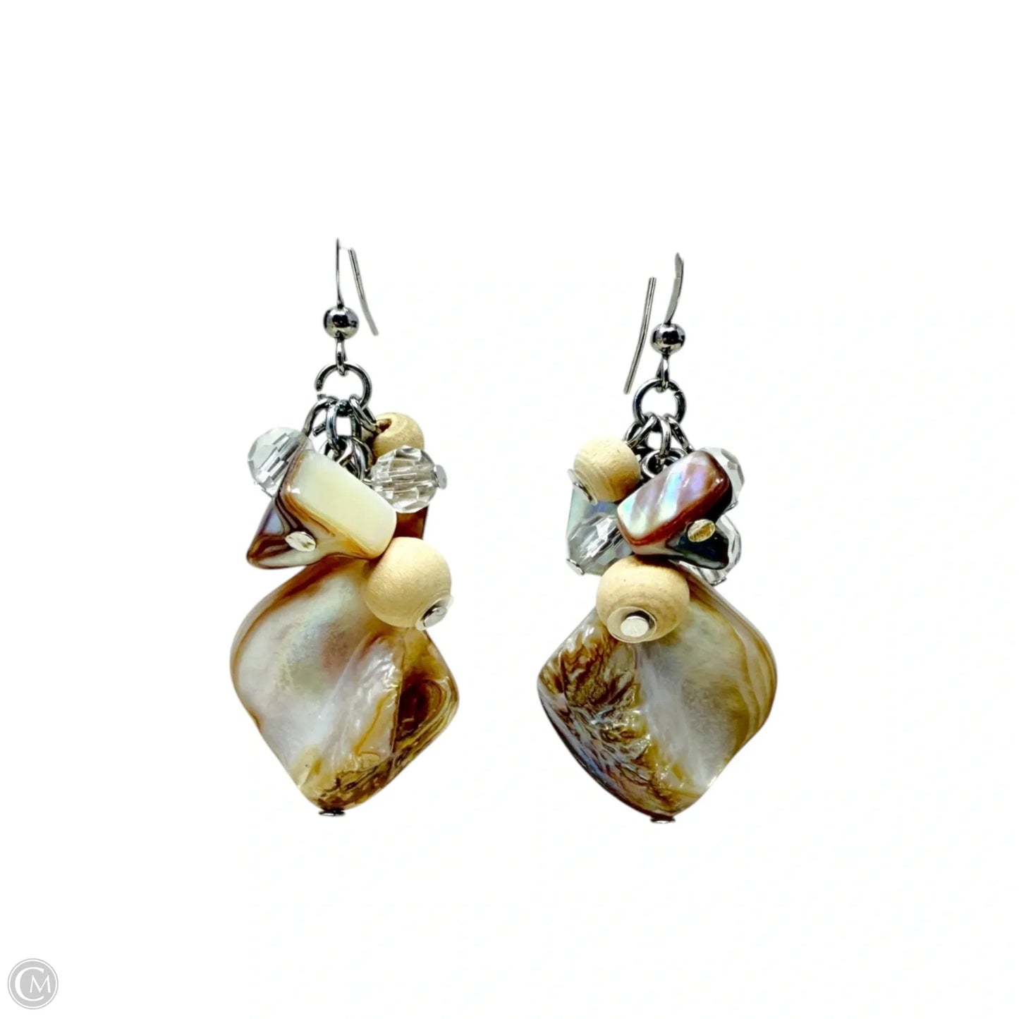 Mother Of Pearl Shell & Bead Dangle Earrings