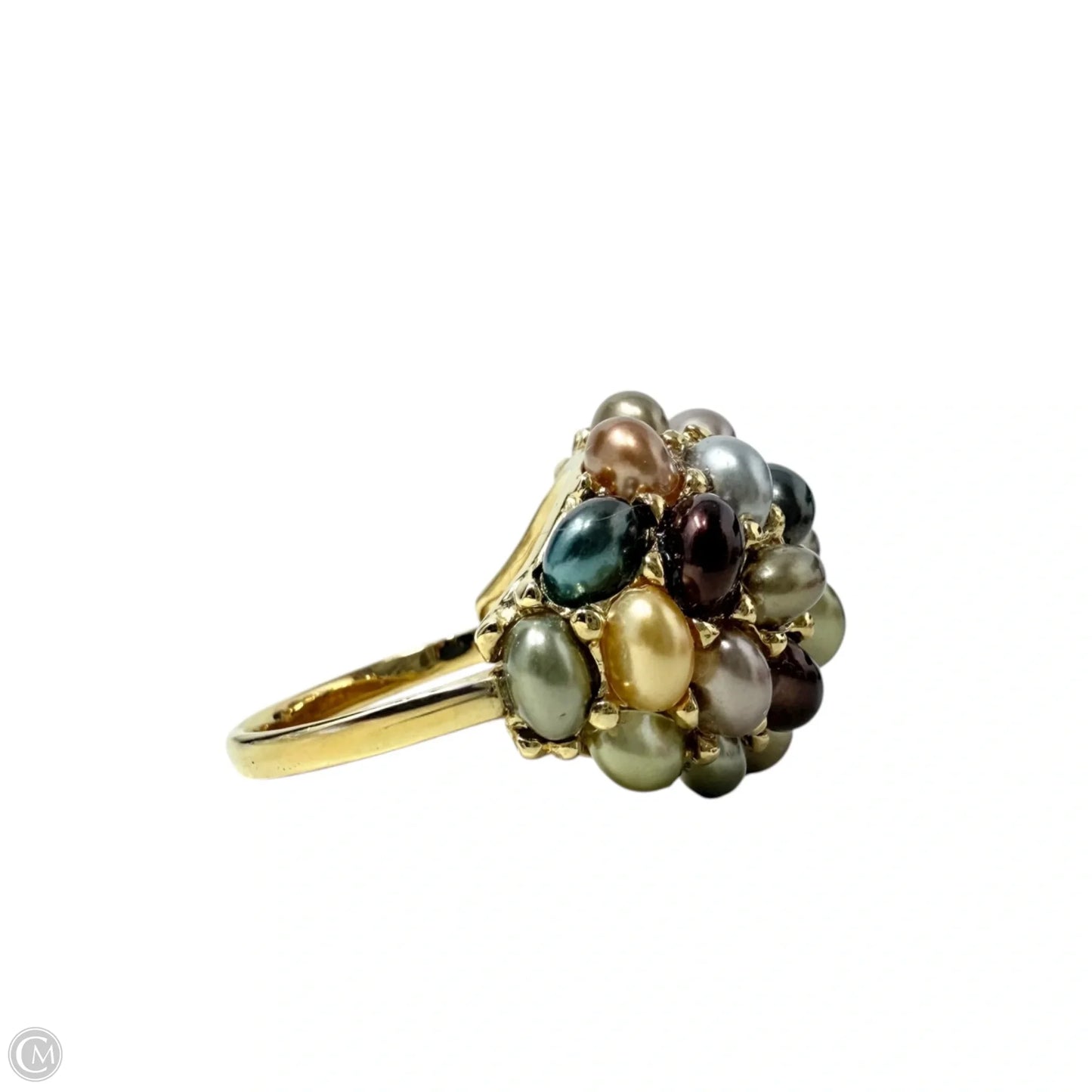 Multi-color Simulated Pearl Cluster Dome Cocktail Ring By Kenneth J Lane, Size: 11