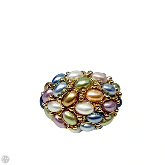 Multi-color Simulated Pearl Cluster Dome Cocktail Ring By Kenneth J Lane, Size: 11