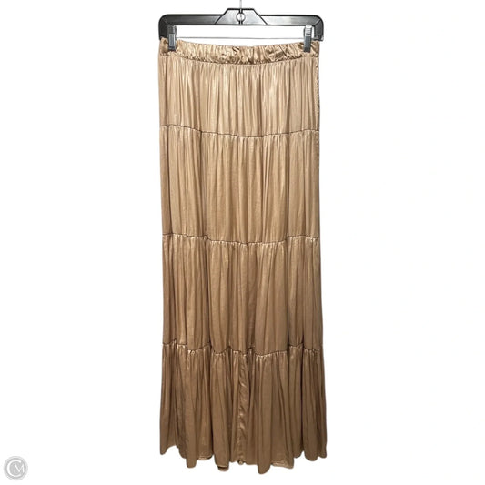 Silky Tiered Skirt Maxi By Zara In Tan, Size: M