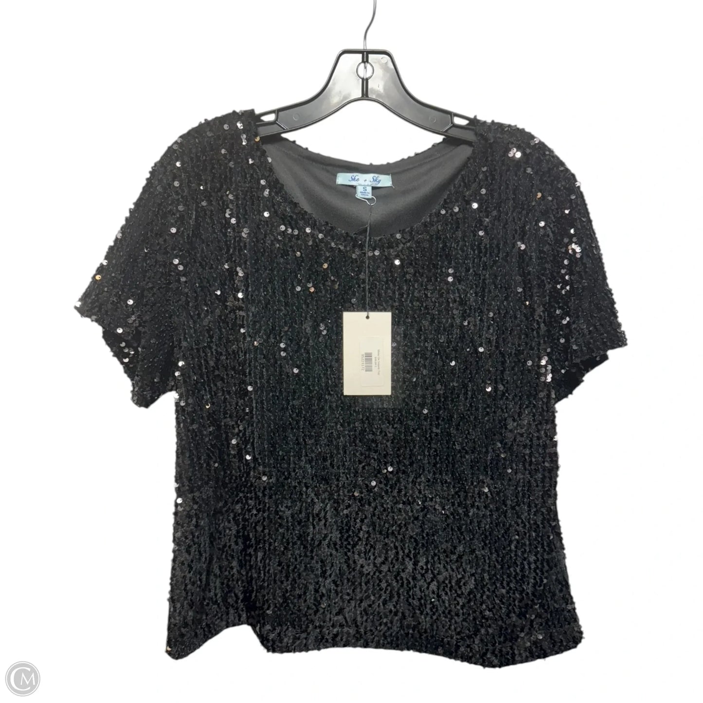 Velvet Sequin Top Short Sleeve By She + Sky In Black, Size: S