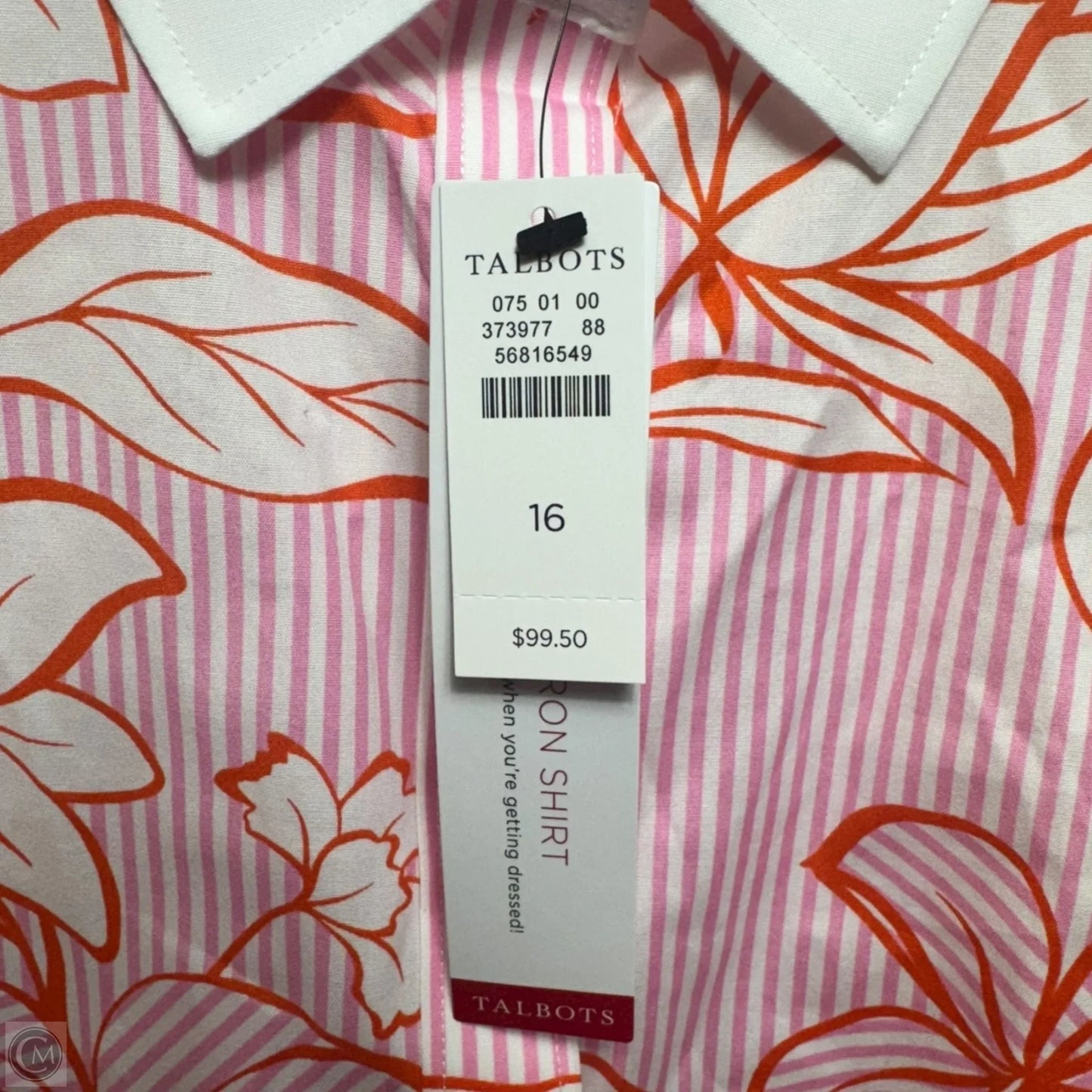 Non-Iron Top Long Sleeve By Talbots In Pink, Size: 16