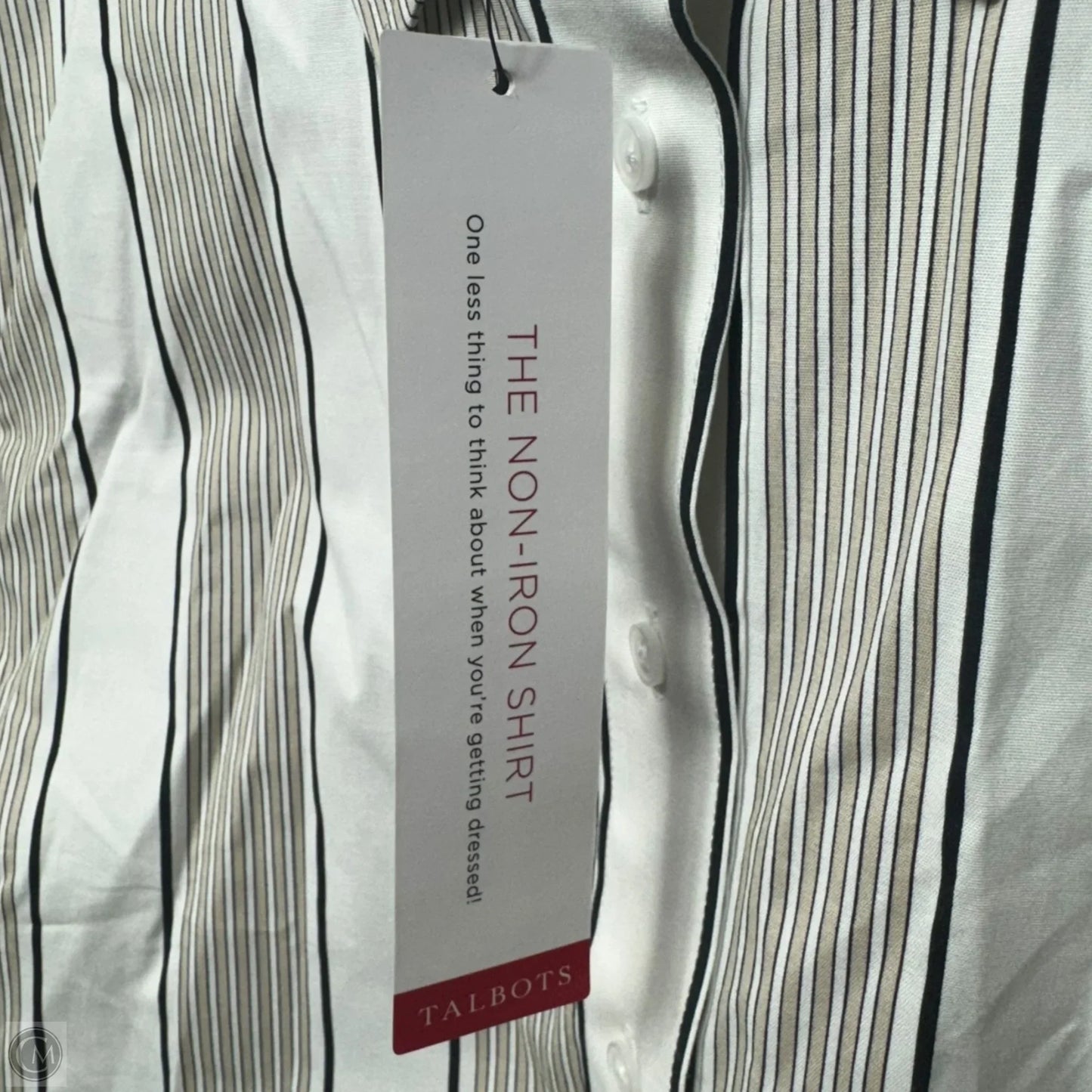 Non-Iron Top Long Sleeve By Talbots In Striped Pattern, Size: L