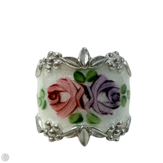 Vintage Sterling Silver Guilloche Enamel Ring By Joseph Esposito, Size: 7