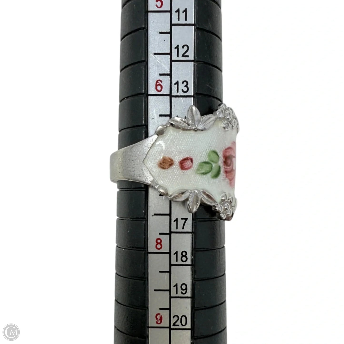 Vintage Sterling Silver Guilloche Enamel Ring By Joseph Esposito, Size: 7