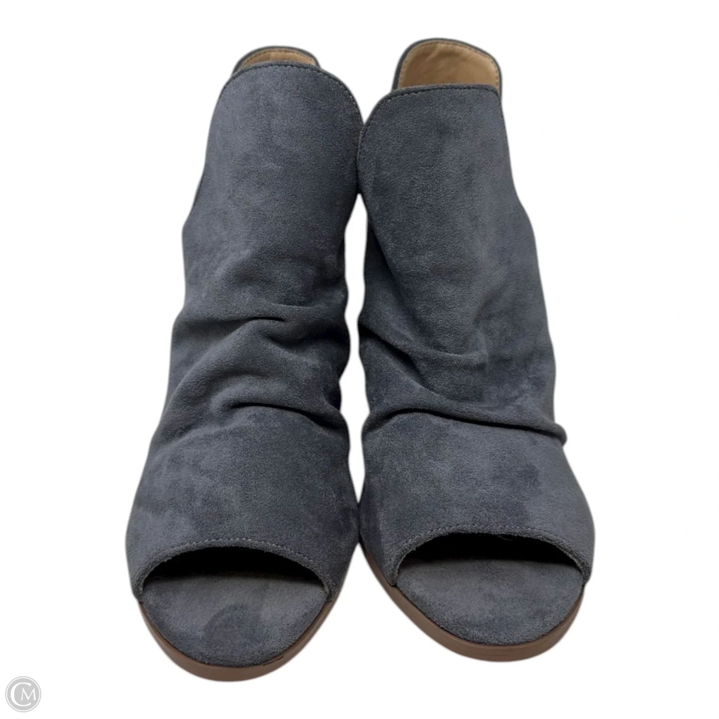 Raymay Faux Suede Cutout Peep-Toe Ankle Booties By Lulus In Grey, Size: 7