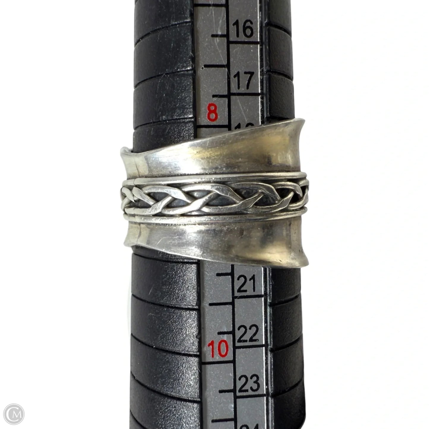 Sterling Silver Cigar Band With Braided Detail, Size: 9