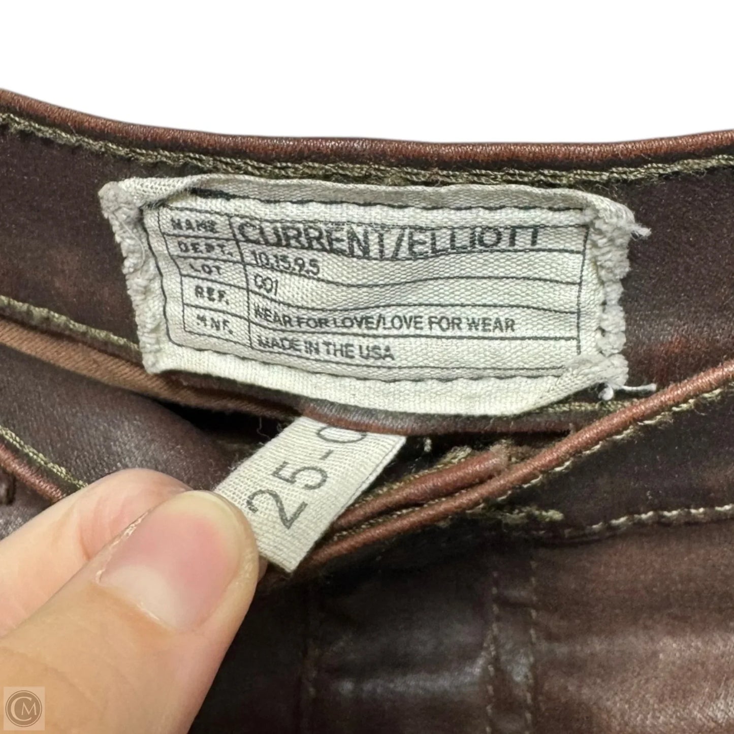 Coated Jeans Skinny By Current Elliott In Brown, Size: 0