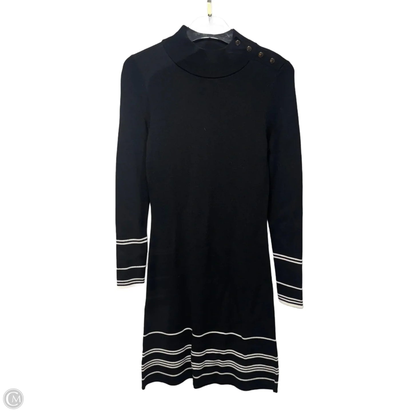 Mock Neck Striped Sweater Dress By Ann Taylor In Black & Cream, Size: Xs