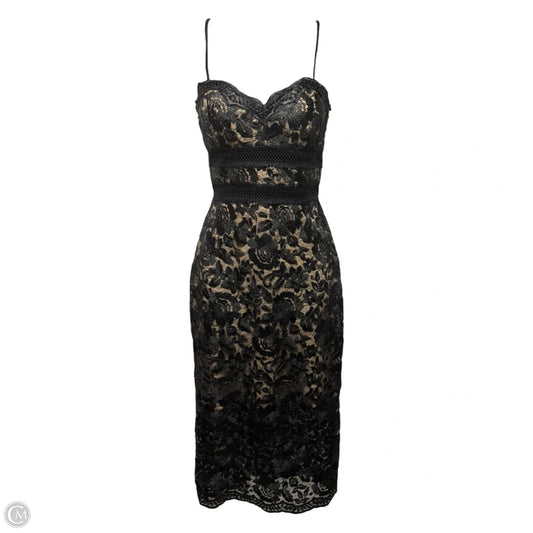 Sweetheart Floral Lace Illusion Cocktail Dress Designer By Xscape Evenings In Black & Cream, Size: 6