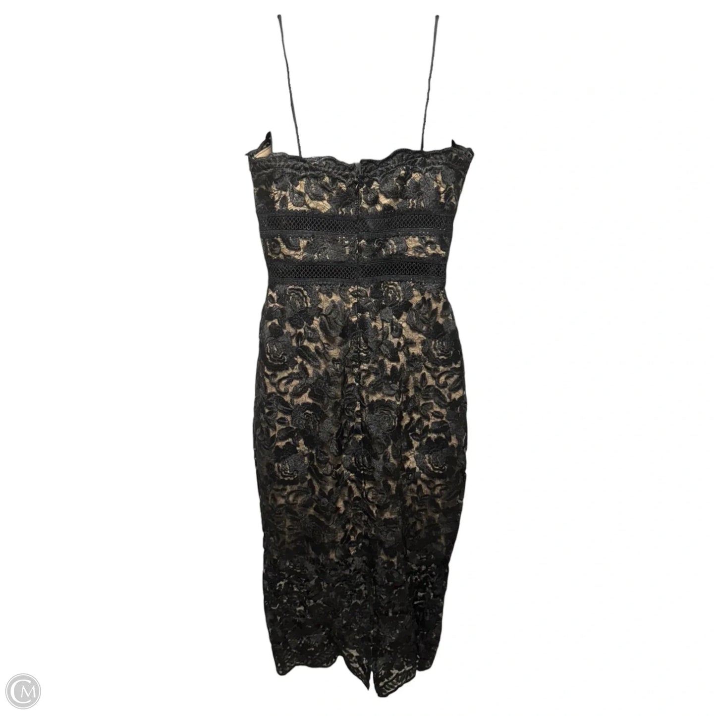 Sweetheart Floral Lace Illusion Cocktail Dress Designer By Xscape Evenings In Black & Cream, Size: 6