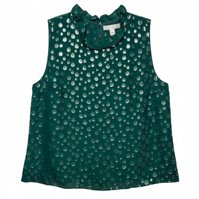 Rayalynne Silk Top Sleeveless Designer By Lilly Pulitzer In Villa Green Silk Bubbly Clip, Size: Xl