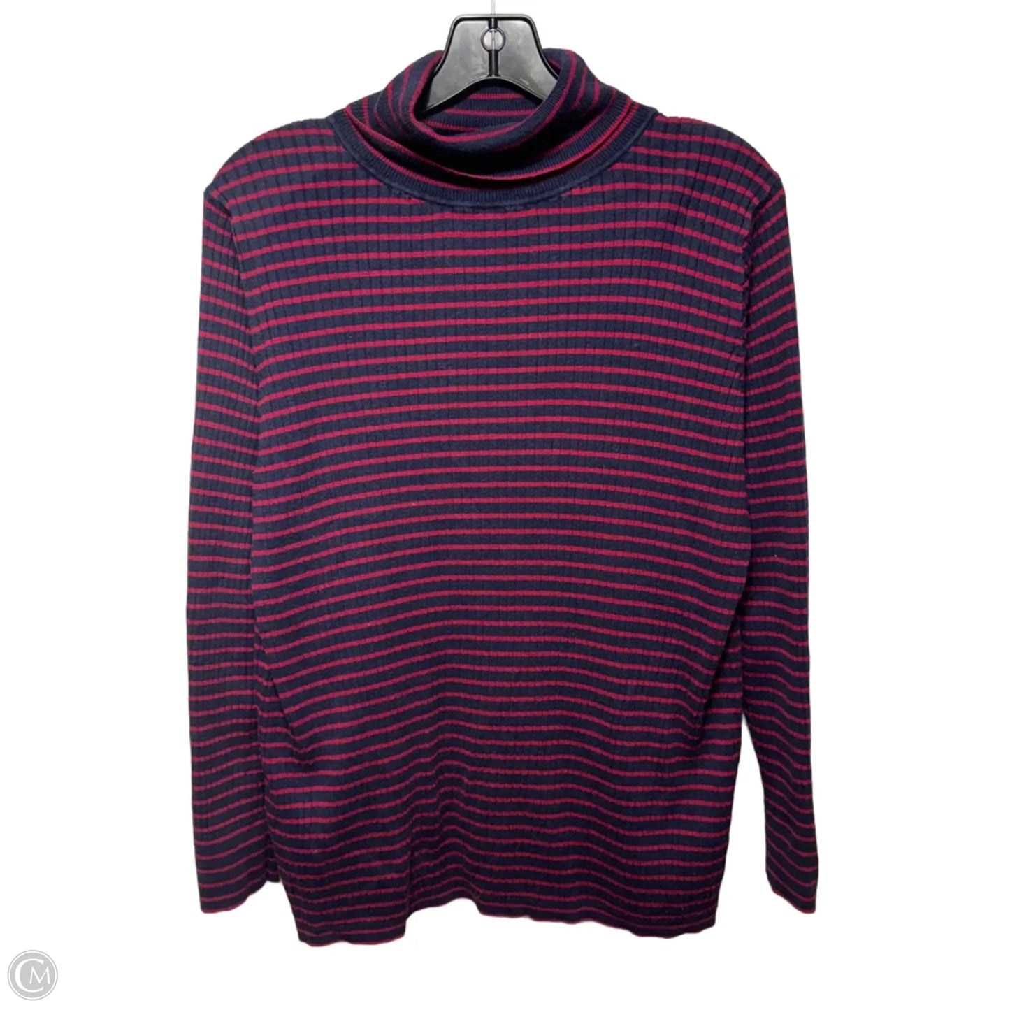 Ribbed Turtleneck Sweater By Talbots In Striped Pattern, Size: 2x