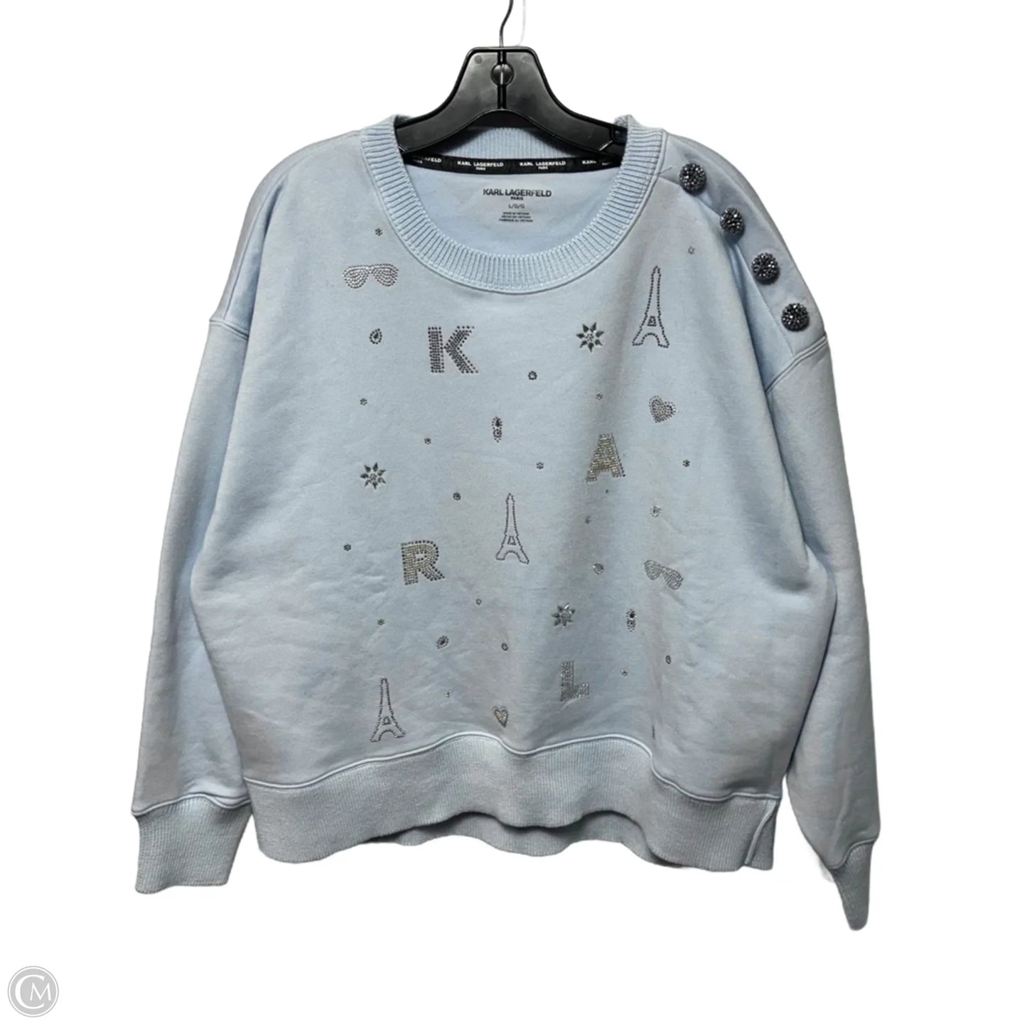 Crewneck Sweatshirt Designer By Karl Lagerfeld In Blue, Size: L