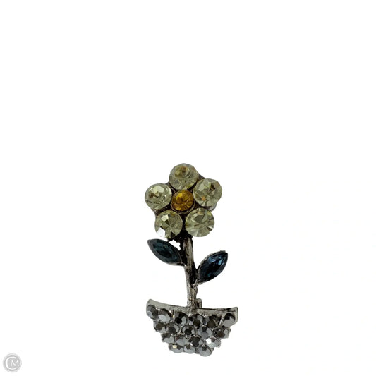 Tiny Rhinestone Flower Pot Pin