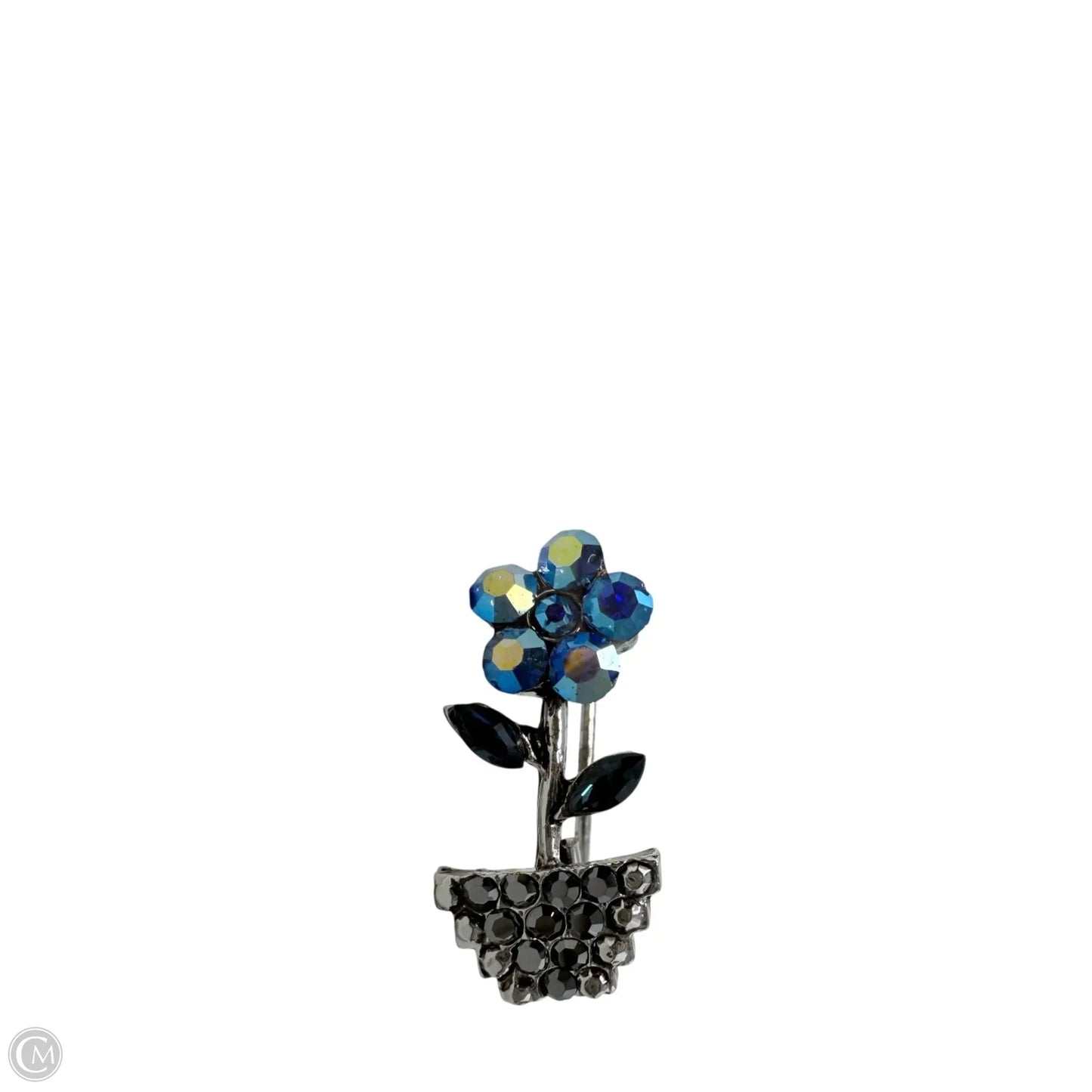 Tiny Rhinestone Flower Pot Pin