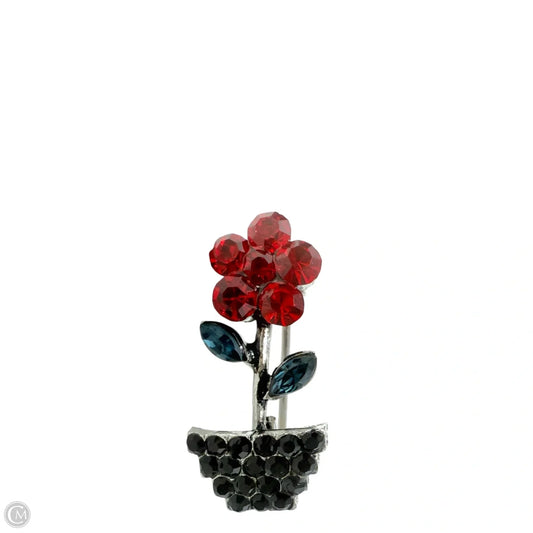 Tiny Rhinestone Flower Pot Pin