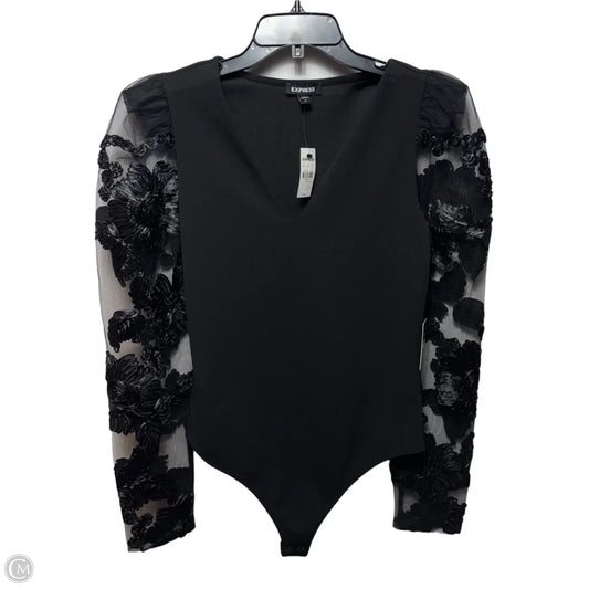 Floral Sleeve Bodysuit By Express In Black, Size: M