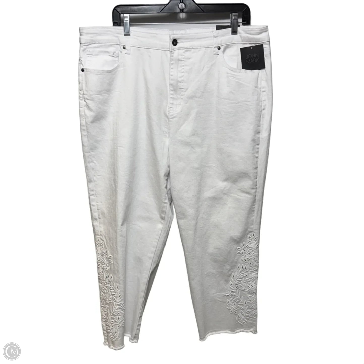 Island Dreaming Crop Jeans Straight By John Mark In White, Size: 18