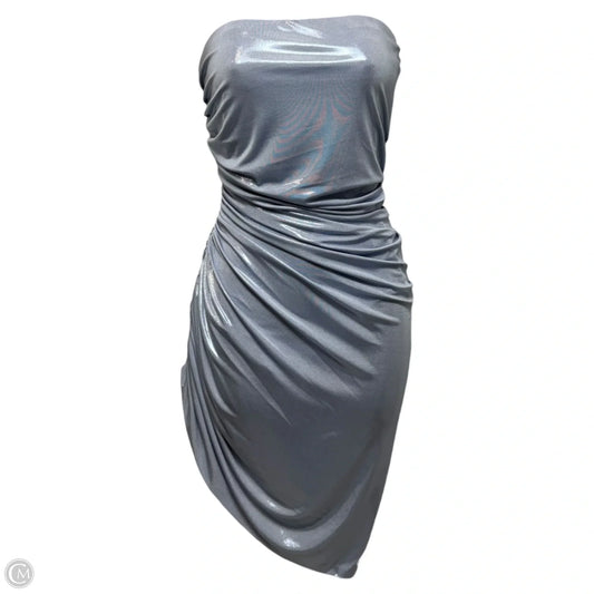 Pickleball Strapless Ruched Lamé Mini Dress By Norma Kamali In Blue, Size: S